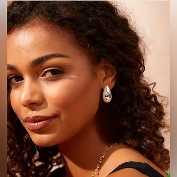 NEW- (Pick1) 18K Gold/silver  Plated Teardrop Hoop Earrings - Picture 4 of 4